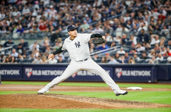 Dellin Betances throwing a baseball