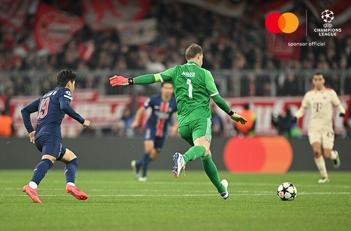 Players of FC Bayern München photographed during an UEFA Champions League match.