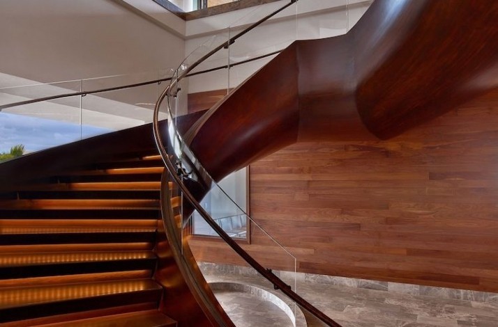 A designer staircase in one of the buildings of the Andaz Maui at Wailea Resort.