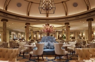 Dining area of the Laurel Court restaurant at Fairmont San Francisco.