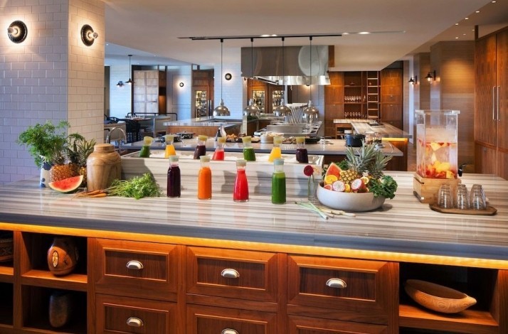 A view at the open kitchen area in one of the restaurants of the Andaz Maui at Wailea Resort.