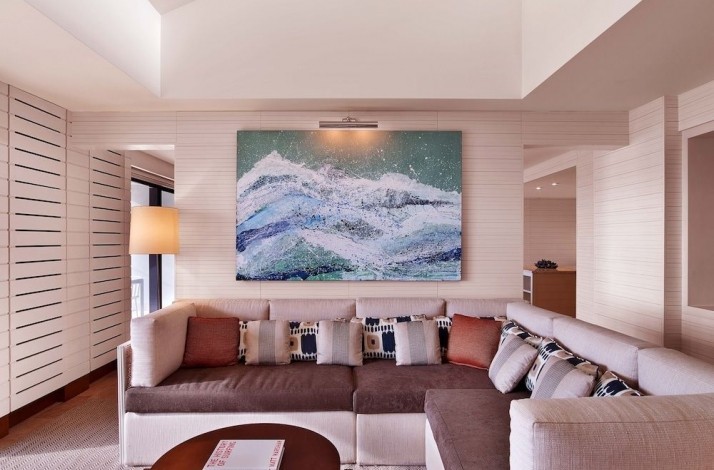A sitting area in one of the suites at the Andaz Maui at Wailea Resort.