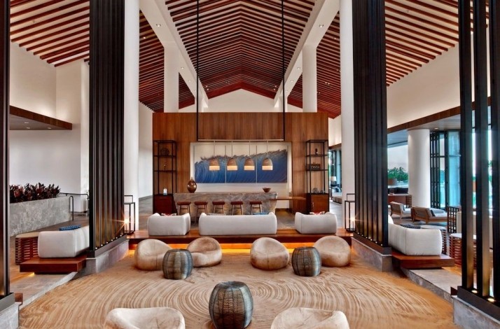 A hall in one of the buildings of the Andaz Maui at Wailea Resort.