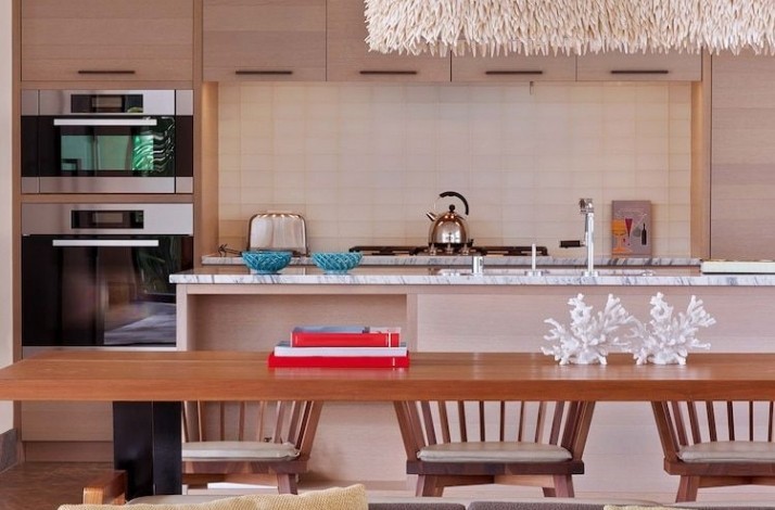 A kitchen area in one of the villas of the Andaz Maui at Wailea Resort.