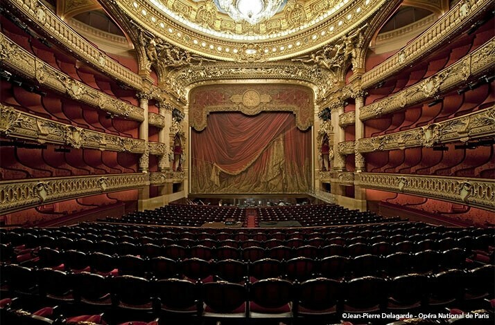 The interior of the Palais Garnier opera house in Paris.