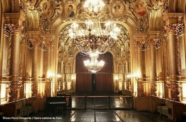 The backstage of the Palais Garnier, the famous Opera in Paris, enriched with golden ornaments. ©Jean-Pierre Delagarde - Opéra national de Paris