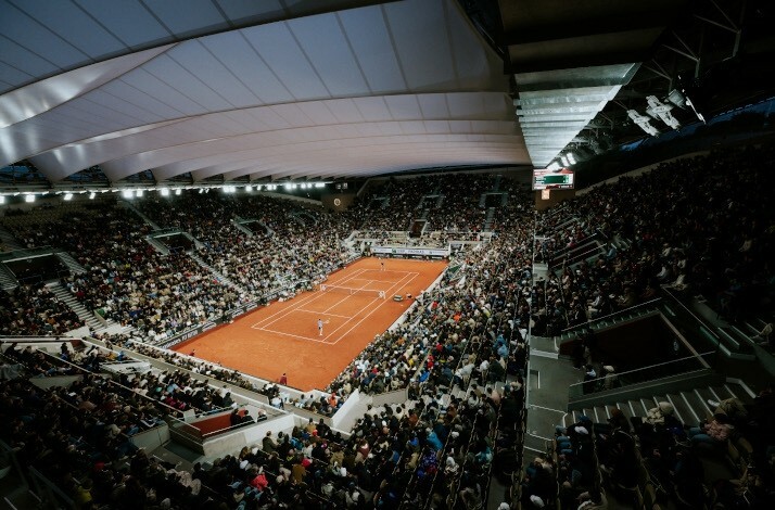 Top view of the Stade Roland Garros in Paris, France.
