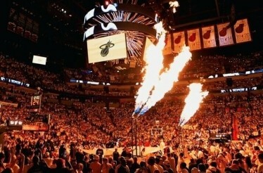 The crowds at the Kaseya Center cheering during Miami HEAT home game