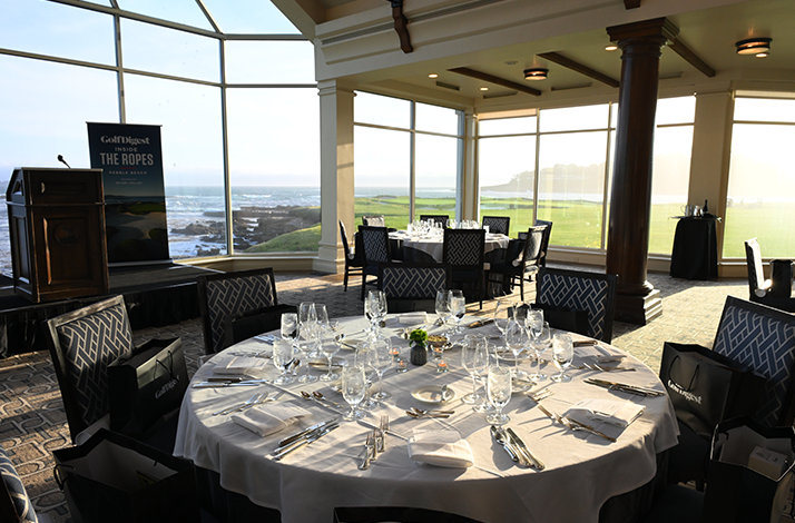 Elegant round tables at Pebble Beach Resorts.