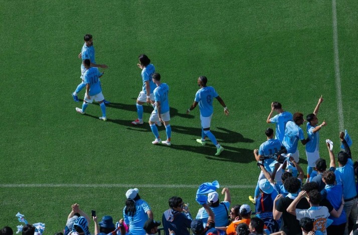 A New York City FC players at Yankee Stadium.