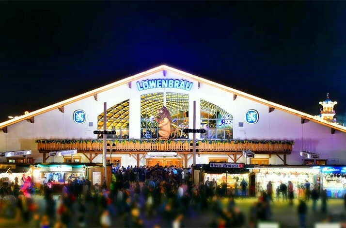 View of the Löwenbräu Tent during the night