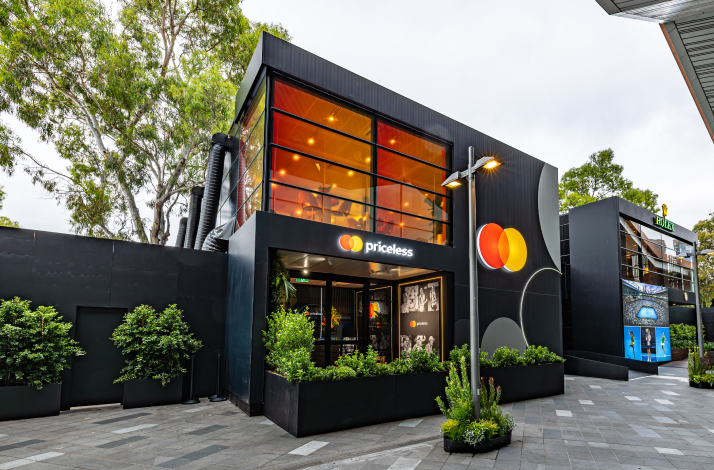 Exterior view of the stylish Mastercard Priceless lounge at the Australian Open.