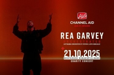 Promotional banner for  Rea Garvey charity concert at Deutsches Schauspielhaus in Hamburg.