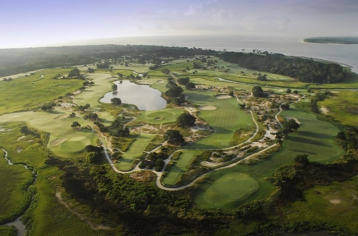 Aerial view at Sea Island’s golf courses.