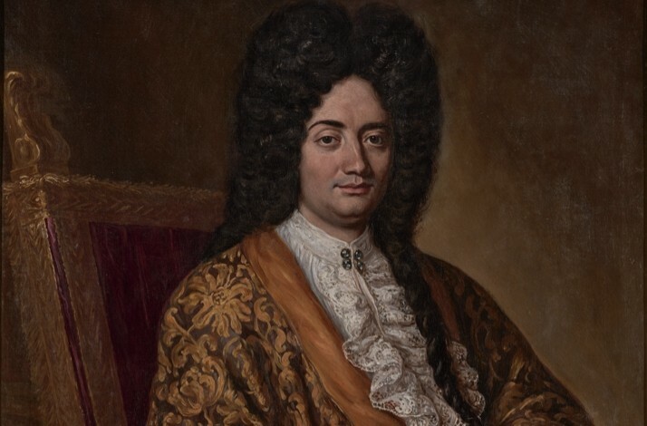 Classic Alessandro Scarlatti portrait showcasing intricate attire with rich textures and ornate patterns.