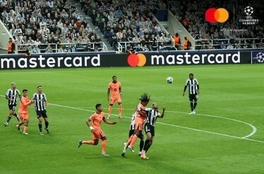 Image from a Newcastle United FC versus FC Barcelona during UEFA Champions league.