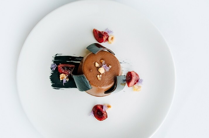 Plate of special dessert dish from five-course menu at  Park Hyatt Auckland.
