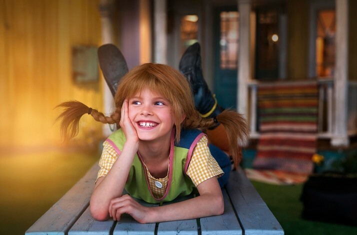 A child dressed as Pippi Longstocking at the Junibacken.