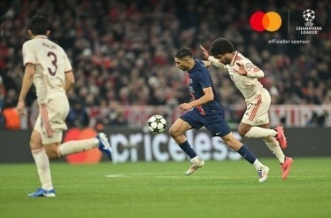 Players of FC Bayern München and Paris Saint-Germain FC photographed during an UEFA Champions League match