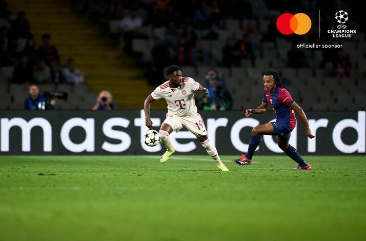 Players of FC Bayern München and FC Barcelona photographed during an UEFA Champions League match