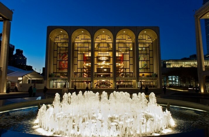 Panoramic view outside of Met Opera