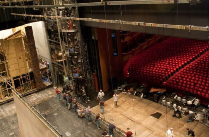 The scene of  the Met Opera  being prepared for the show