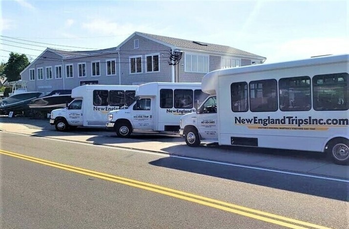 3 of  New England Trips Inc air-conditioned mini-coach bus that will take participants along the Cape Cod Canal during the experience.