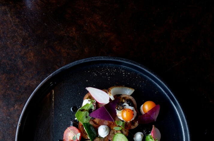 Plated vegetable dish served at Peak.