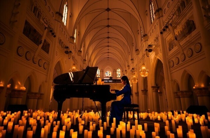 Pianist photographed during a Candlelight performance