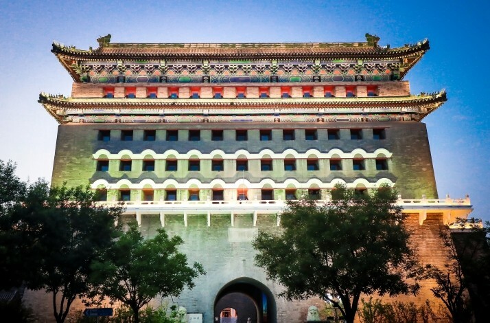 Arrow Tower (Jian Lou) in the evening during the bicycle tour, Beijing China