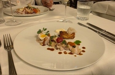 A freshly prepared dish - part of the Surprise Menu 