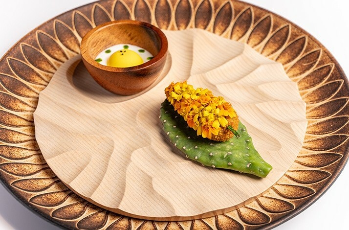 A dish served at Trèsind Studio in Dubai, a restaurant known for its modern Indian cuisine