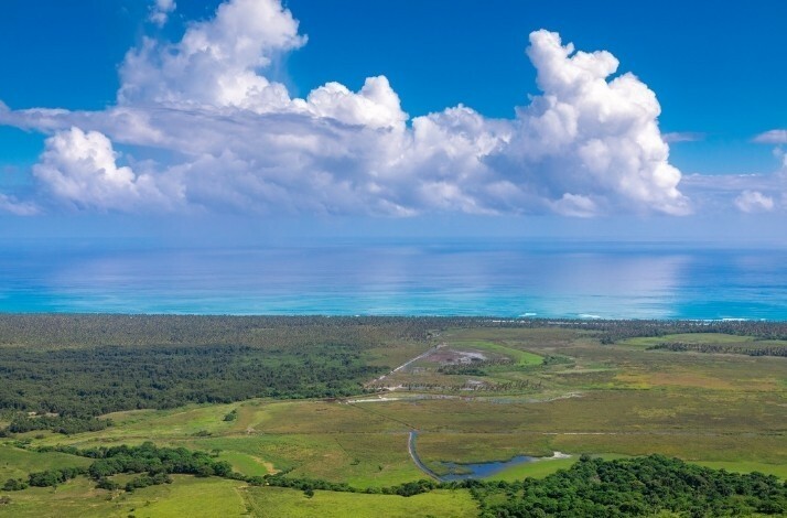 View of the rounded lagoon from the Round mountain at Miches, Dominican Republic