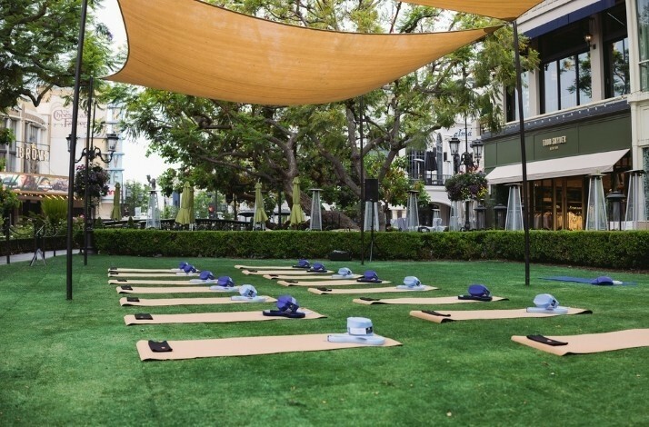 Equipment ready for a Pilates in the Park class