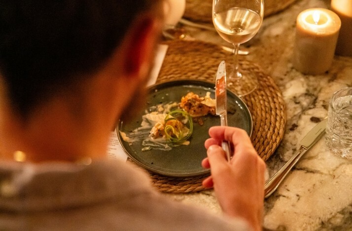 One of the dishes pared with white wine prepared exclusively for a SecretEATS mystery dinner at a surprise venue in Johannesburg.