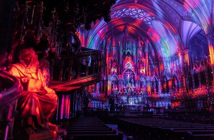 The fascinating and colorful atmosphere at Notre-Dame Montreal