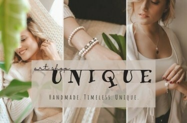 Collage of 3 photos showing handcrafted jewelries on a woman.