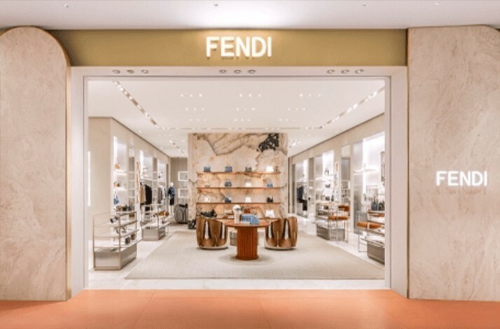 Outside view of luxury store FENDI at Central Chidlom
