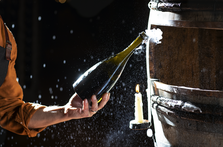 Inside the winery of the Casa Bellavista.