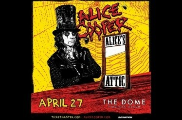 Promotional banner for Alice Cooper Alices Attic Tour