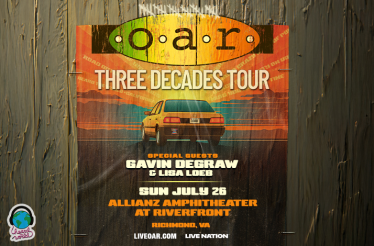 Promotional banner for O.A.R. Three Decades Tour.