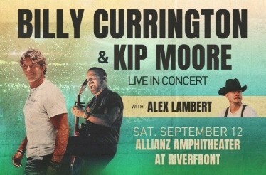 Promotional banner for Billy Currington & Kip Moore.