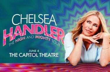 Promotional banner for Chelsea Handler The High and Mighty Tour.