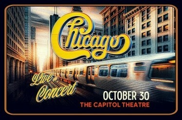 Promotional banner for music band Chicago.