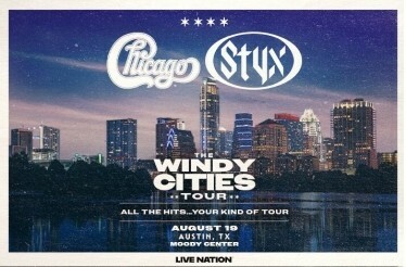 Promotional banner for Styx & Chicago: The Windy Cities Tour.