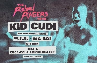 Promotional banner for Kid Cudi Presents The Rebel Ragers Tour