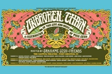 Promotional banner for Unbroken Chain: A Celebration of the Life and Music of Phil Lesh.