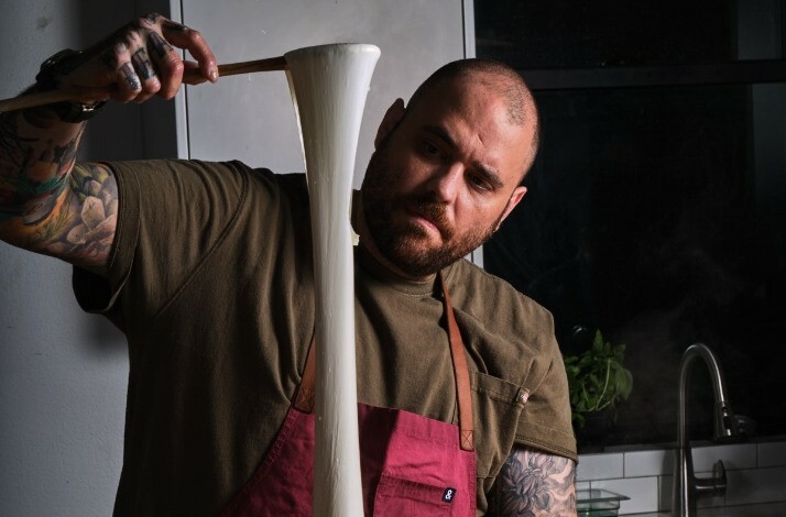 Chef Christian Petroni cooking.