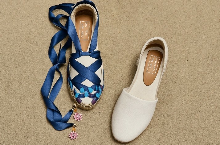 A close view of the handmade footwear.
