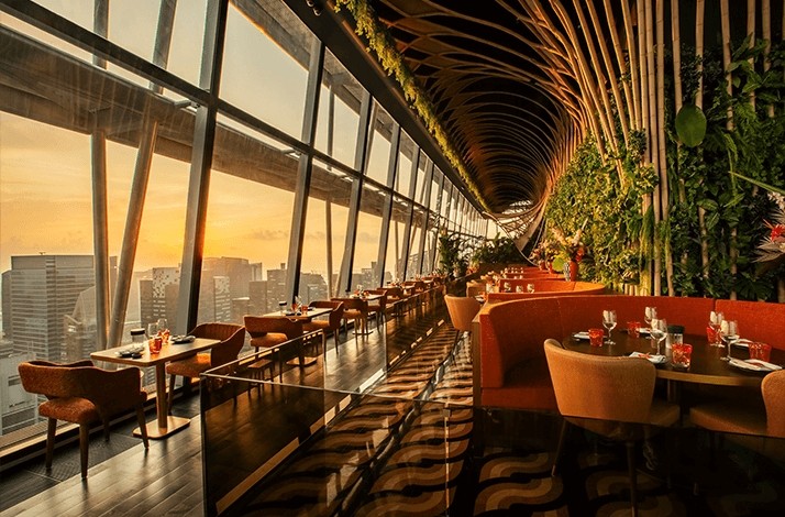 Tuck into a luxury tasting menu with caviar, wine, sake, bubbly, and a view